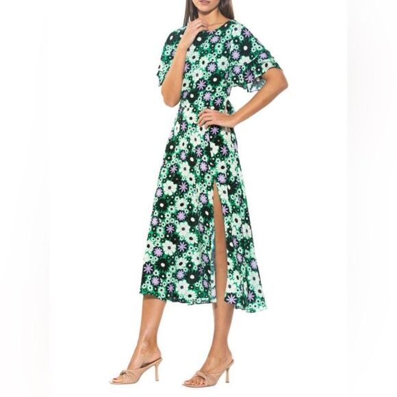 ALEXIA ADMOR
Lilia Ruffle Sleeve Dress midi length large slit on side open back - Picture 1 of 16